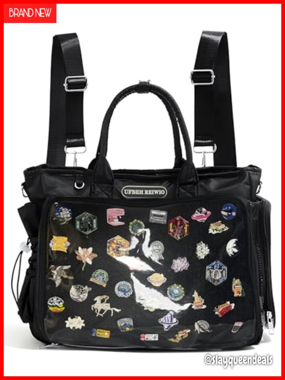 Large Ita Backpack Convertible Crossbody with Display Window and Insert for Pins